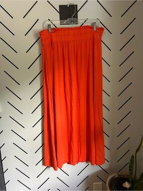 Boden Pull On Jersey Maxi Skirt in Bright Papaya